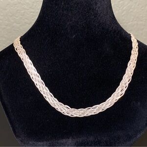 Italian 925 Sterling Silver Braided Chain Necklace, 18”
